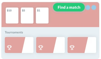 Players' lounge website displaying Find a match button